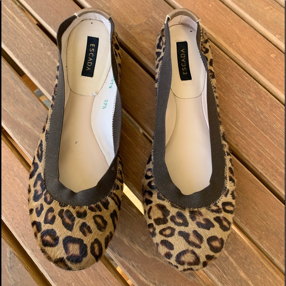 Escada Ponyhair Animal Print Ballet Flats size 37 1/2